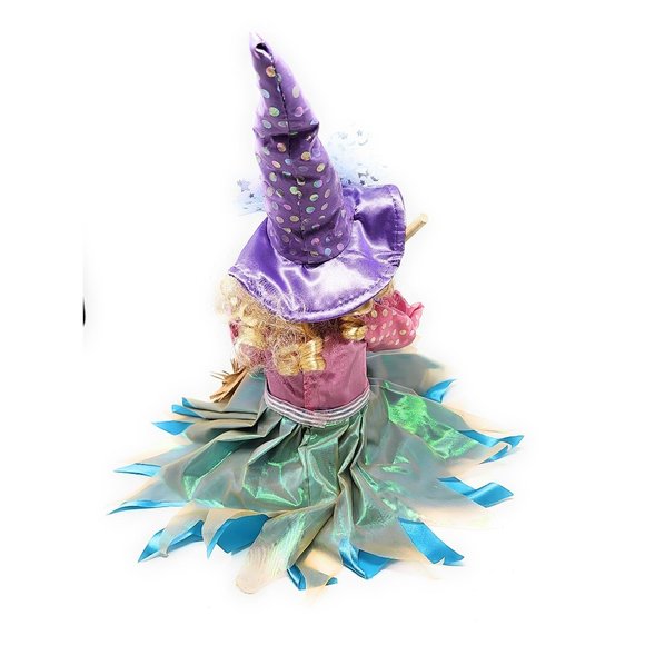 Halloween Witch 24" Purple Hat and Broom Party Decor Wreath Center - Picture 4 of 5